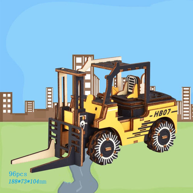 3D Wooden Puzzle DIY Toy Mechanica Engineering Vehicles Car Model For Kids