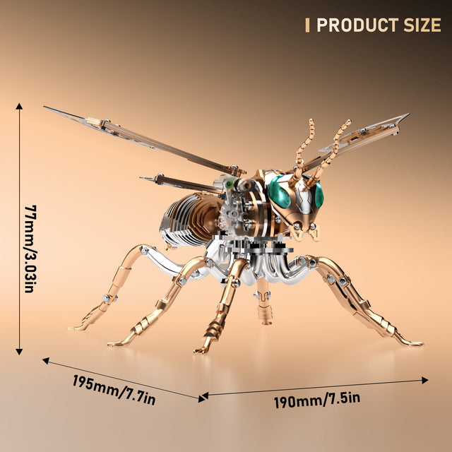 3D Wasp Stainless Steel Insects Puzzle Model Kit DIY Mechanical Animal Toys Gift（RoseGold）