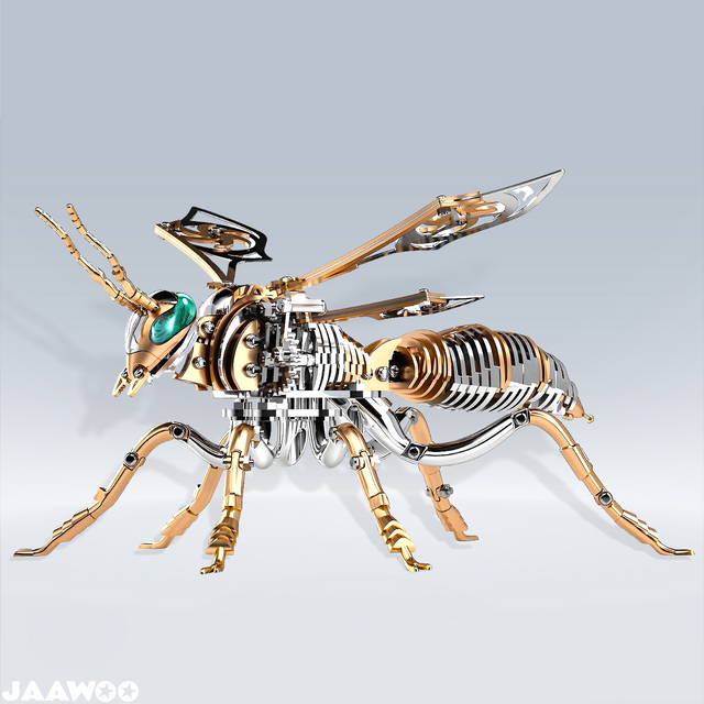 3D Wasp Stainless Steel Insects Puzzle Model Kit DIY Mechanical Animal Toys Gift(RoseGold)