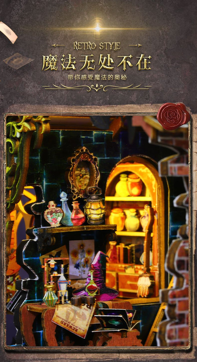 Mini Magic Spirit House Kits 3D Wooden Doll House Craft Model with LED Lights