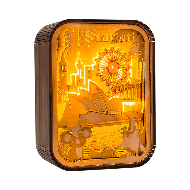 World City Art Night Light New York Bedroom Lamp Wood Home Decor Travel Gift