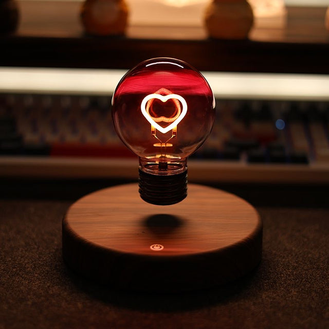 Floating Light Bulb Lamp - Love Heart Magnetic Levitating Night Light Room Decor