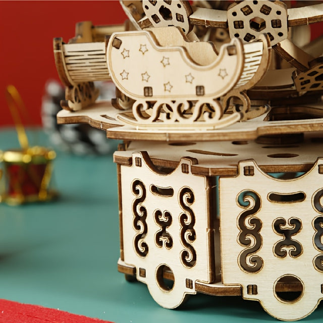DIY Rotating Music Box Christmas tree Model Kit 3D Wooden Puzzle