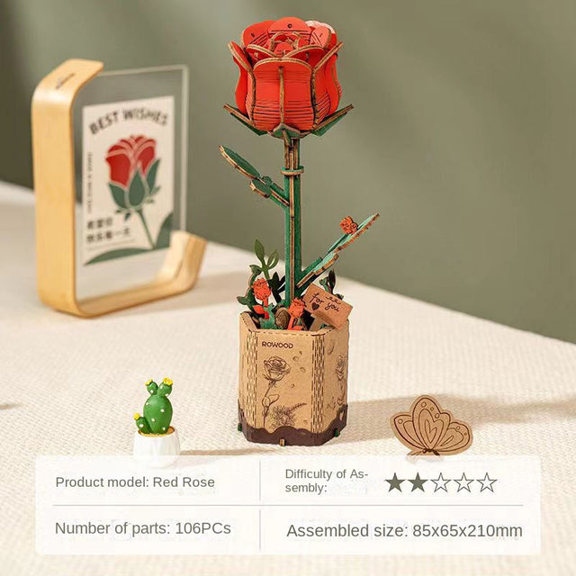 Flower Bouquet DIY 3D Wooden Puzzle  Floral Craft Kit  Creative Home Decor Gift