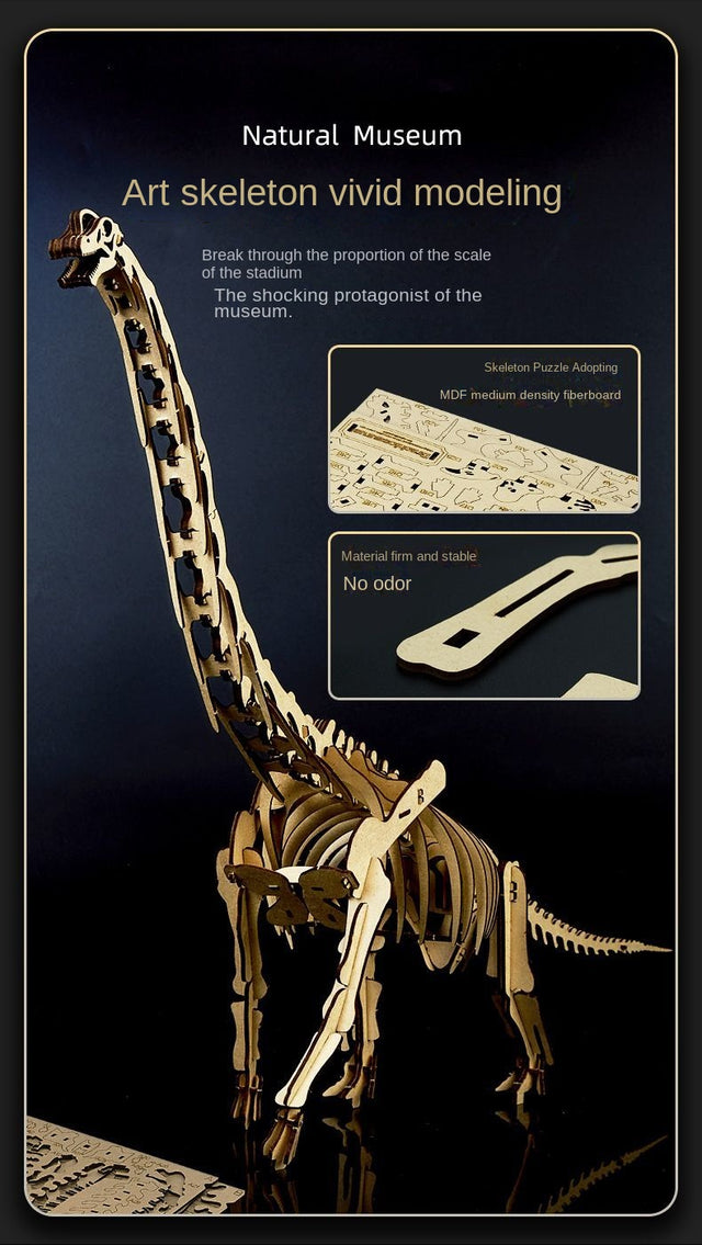 3D Wooden Puzzle Mechanical Natural History Dinosaur Museum with Light Model Kit