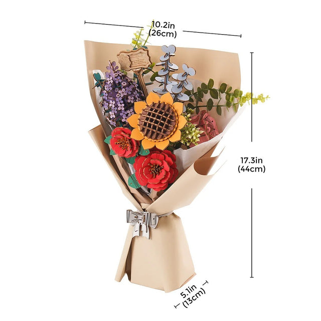 Flower Bouquet DIY 3D Wooden Puzzle  Floral Craft Kit  Creative Home Decor Gift