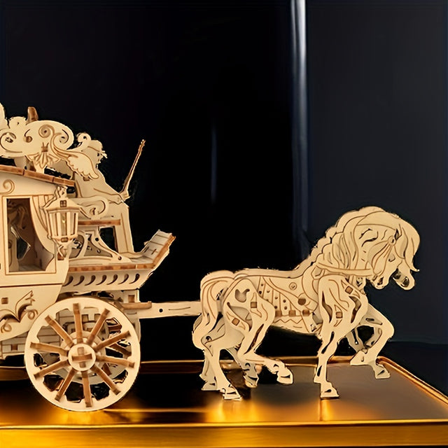 3D Wooden DlY Handmade Carriage Travel Assembled Model Assembled Puzzle Toy