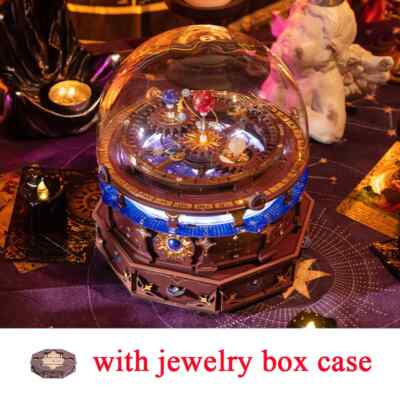 DIY 3D Wooden Puzzle Model Planisphere Rotating World Globes Craft Music Box