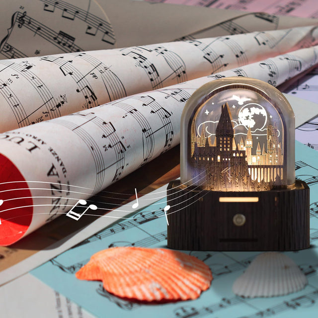 Handmade Wooden Night Light Music Box Magic School Essential Collectible Gifts