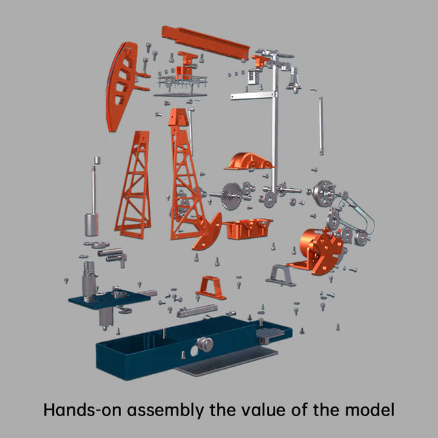 Oil Pumping Unit Metal Assembly Model Electric DIY Pump Jack Creative Kit Toy