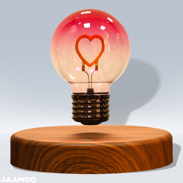 Floating Light Bulb Lamp - Love Heart Magnetic Levitating Night Light Room Decor