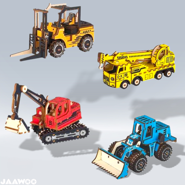 3D Wooden Puzzle DIY Toy Mechanica Engineering Vehicles Car Model For Kids