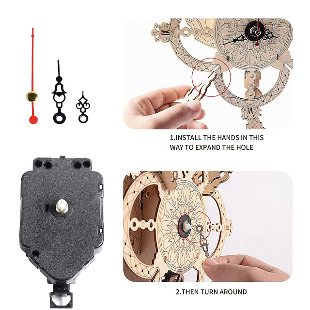 3D Wooden Puzzle Clock Kit DIY Mechanical Wall Clock Hanging Gift for Adults