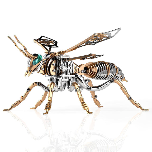 3D Wasp Stainless Steel Insects Puzzle Model Kit DIY Mechanical Animal Toys Gift（RoseGold）