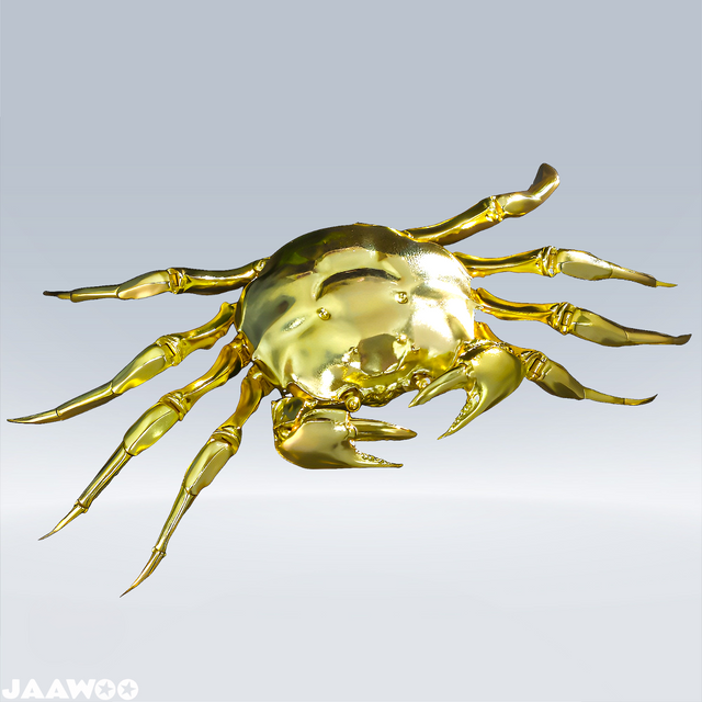 5 inch Brass Crab Joints Movable Animal Statue Golden Collectible Sculpture