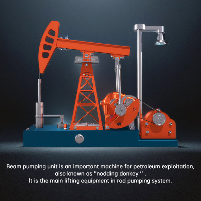 Oil Pumping Unit Metal Assembly Model Electric DIY Pump Jack Creative Kit Toy