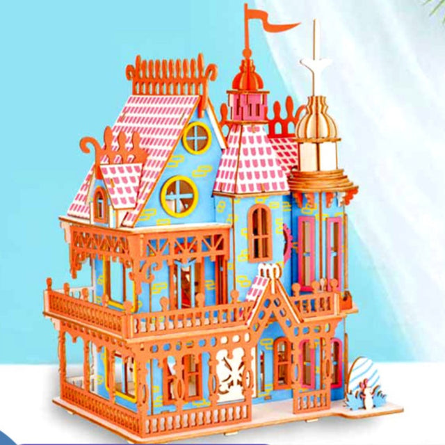 3D Wooden DlY Puzzle Dream Villa Assembled Building Model Toy For Kids