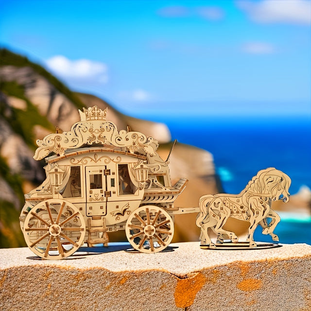 3D Wooden DlY Handmade Carriage Travel Assembled Model Assembled Puzzle Toy
