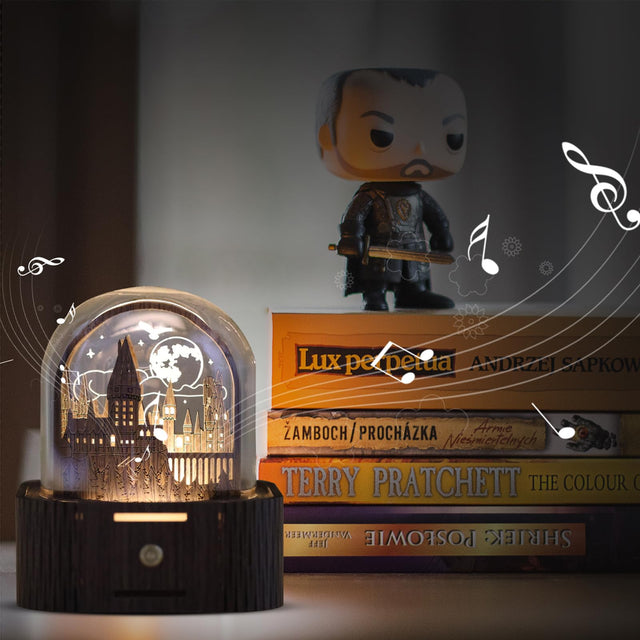 Handmade Wooden Night Light Music Box Magic School Essential Collectible Gifts