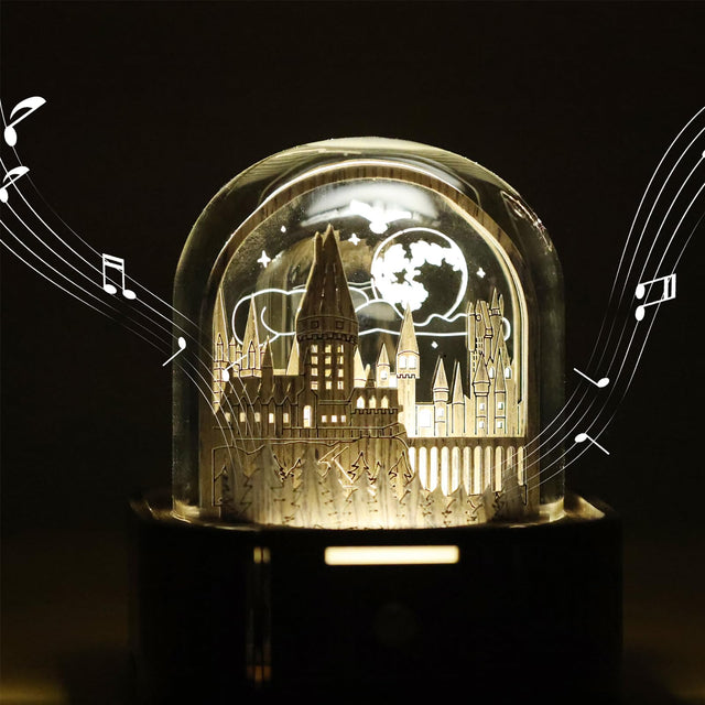 Handmade Wooden Night Light Music Box Magic School Essential Collectible Gifts