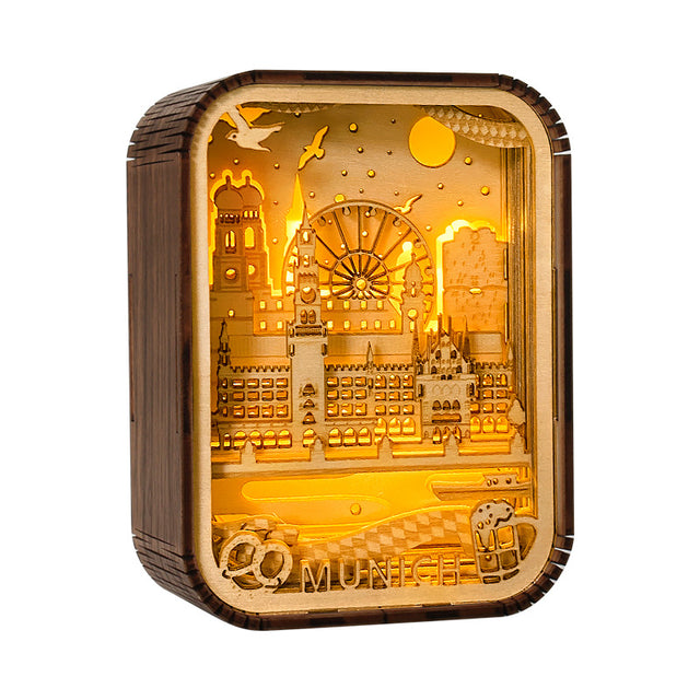 World City Art Night Light New York Bedroom Lamp Wood Home Decor Travel Gift