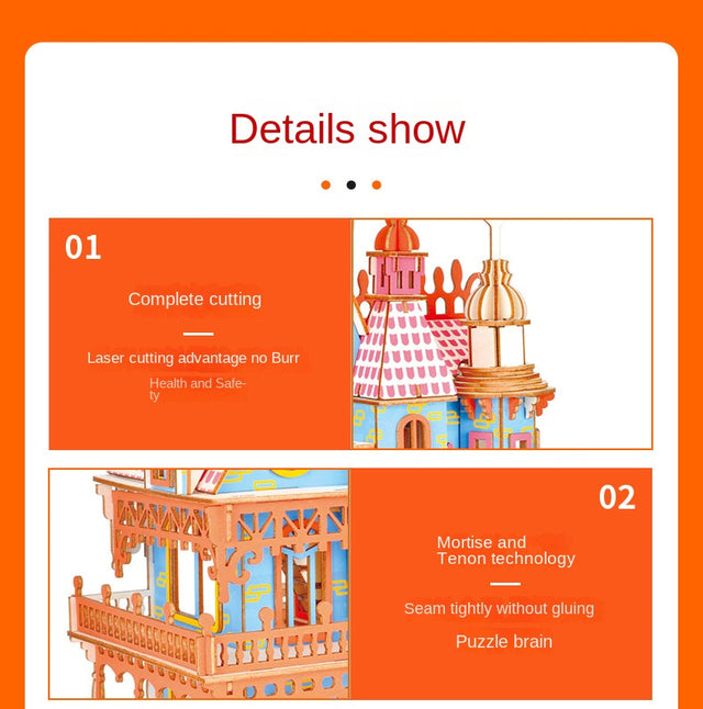 3D Wooden DlY Puzzle Dream Villa Assembled Building Model Toy For Kids