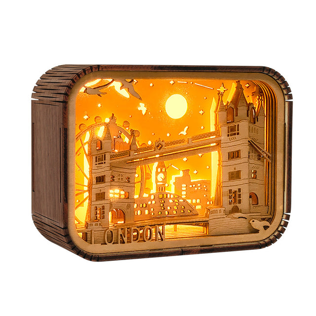World City Art Night Light New York Bedroom Lamp Wood Home Decor Travel Gift