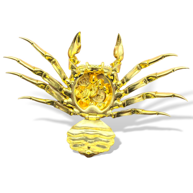 5 inch Brass Crab Joints Movable Animal Statue Golden Collectible Sculpture