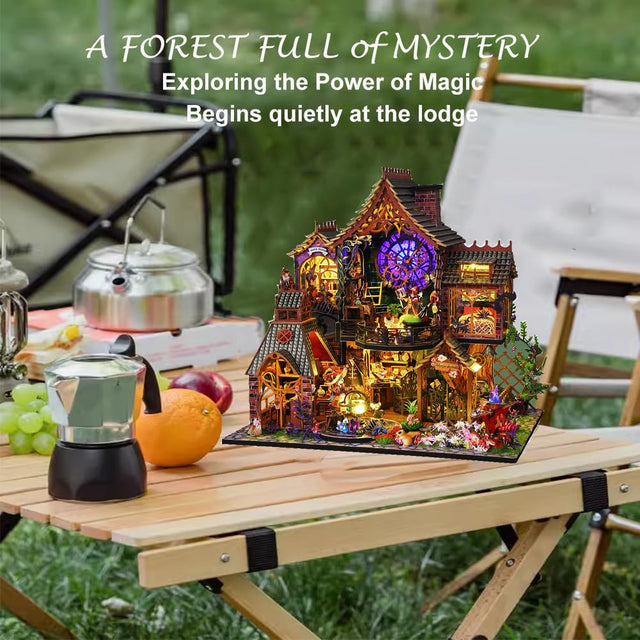Mini Magic Spirit House Kits 3D Wooden Doll House Craft Model with LED Lights