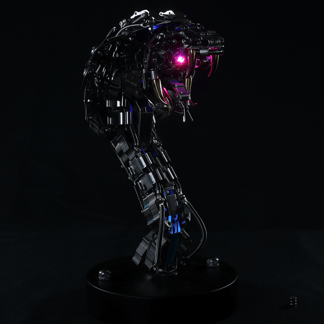 3D Steampunk King Cobra Metal Puzzle Model Kit With Base Snake Series
