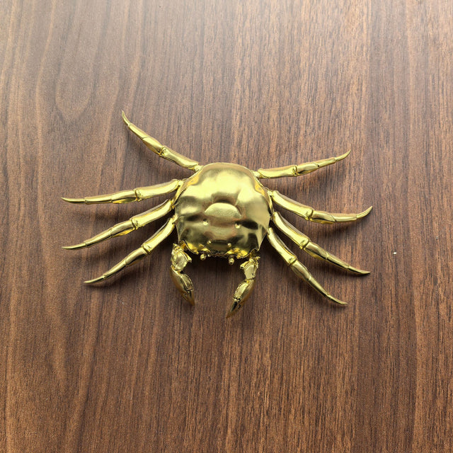 5 inch Brass Crab Joints Movable Animal Statue Golden Collectible Sculpture