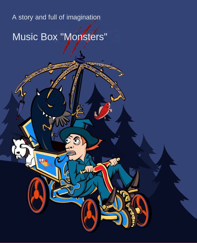 Mechanical 3D Wooden Puzzle DIY Music Box Kit Electric Car Model Fairy Tales Toy