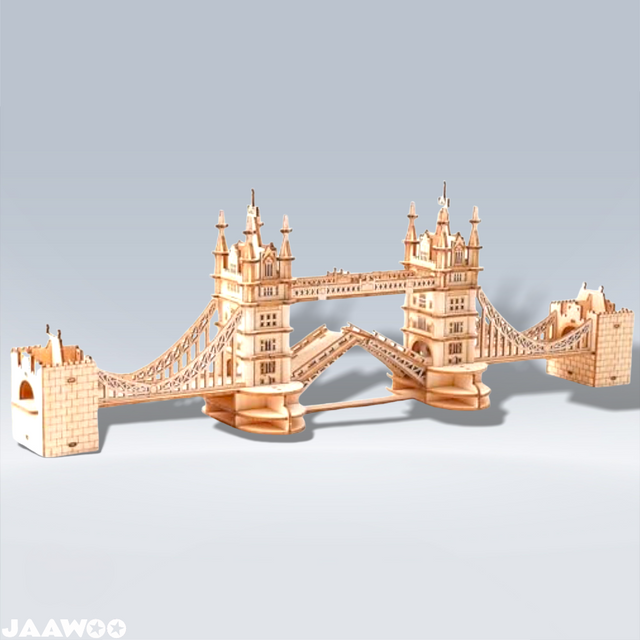3D Wooden Puzzles London Tower Bridge Model Kit Led Light DIY Games Gift