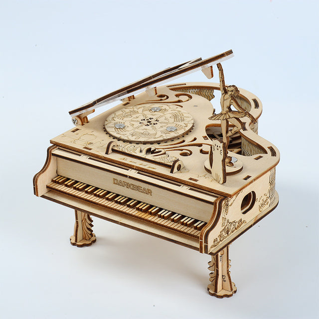 Dancing Piano DIY Rotating Music Box Model Kit 3D Wooden Puzzle with Ferris Wheel