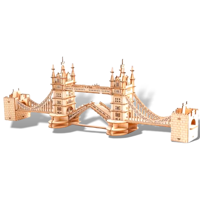 3D Wooden Puzzles London Tower Bridge Model Kit Led Light DIY Games Gift