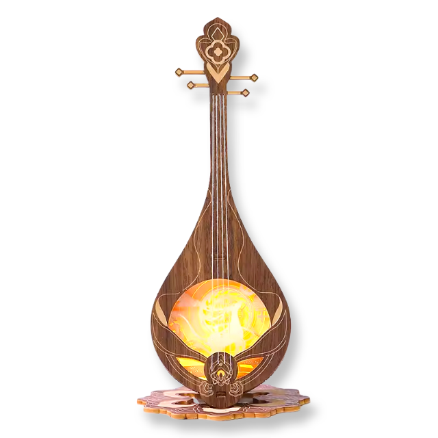 Pipa Wooden Night Light Build-in Music Box Creative Gift Nightlight Decoration