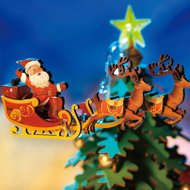 3D Wooden Puzzles Music Box Christmas Tree DIY Building Model Kit Xmas Gift