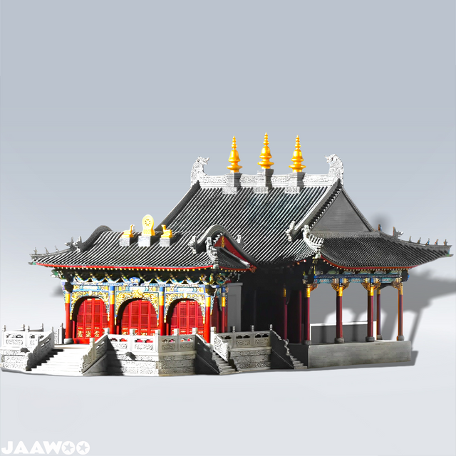 Cai Shen Temple Wooden Building 3D Puzzles Mortise and Tenon DIY Model Kit