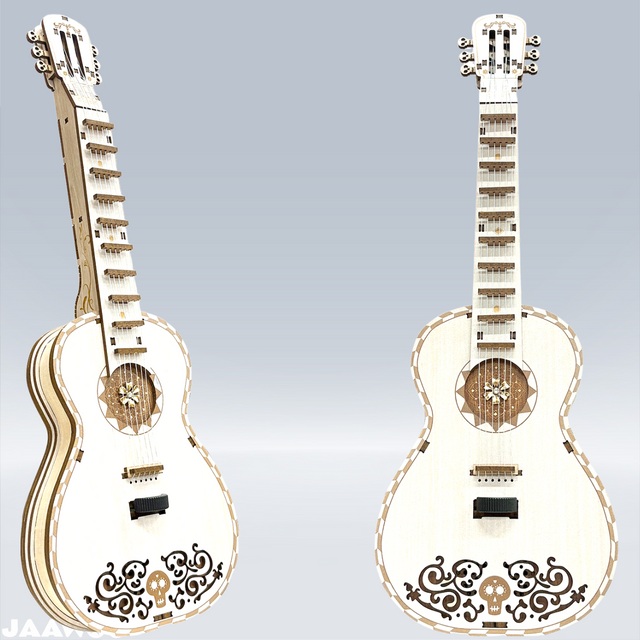 3D Wooden Mechanical DlY Melodious Guitar Assembly Puzzle Kit With LED Light