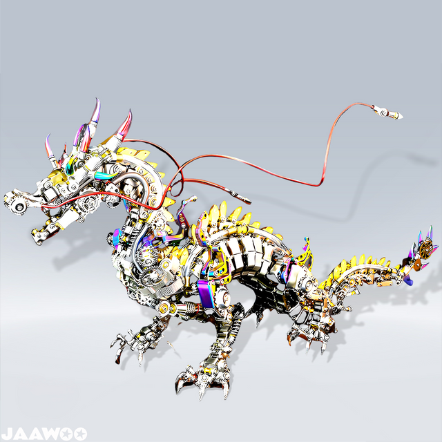 3D Metal DIY Realistic Chinese Dragon Model Kit Ancient Mythical Beasts