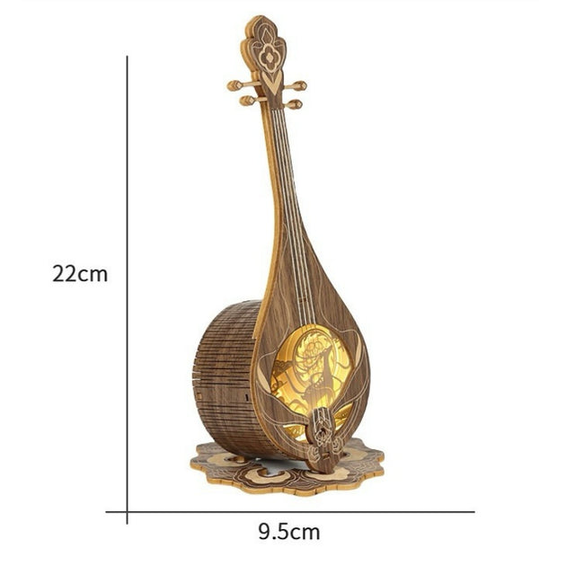 Pipa Wooden Night Light Build-in Music Box Creative Gift Nightlight Decoration