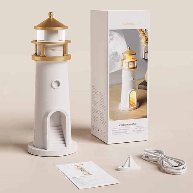 Galaxy Moon Projection Lighthouse Ambient Night Light Motion Sensor Table Lamp