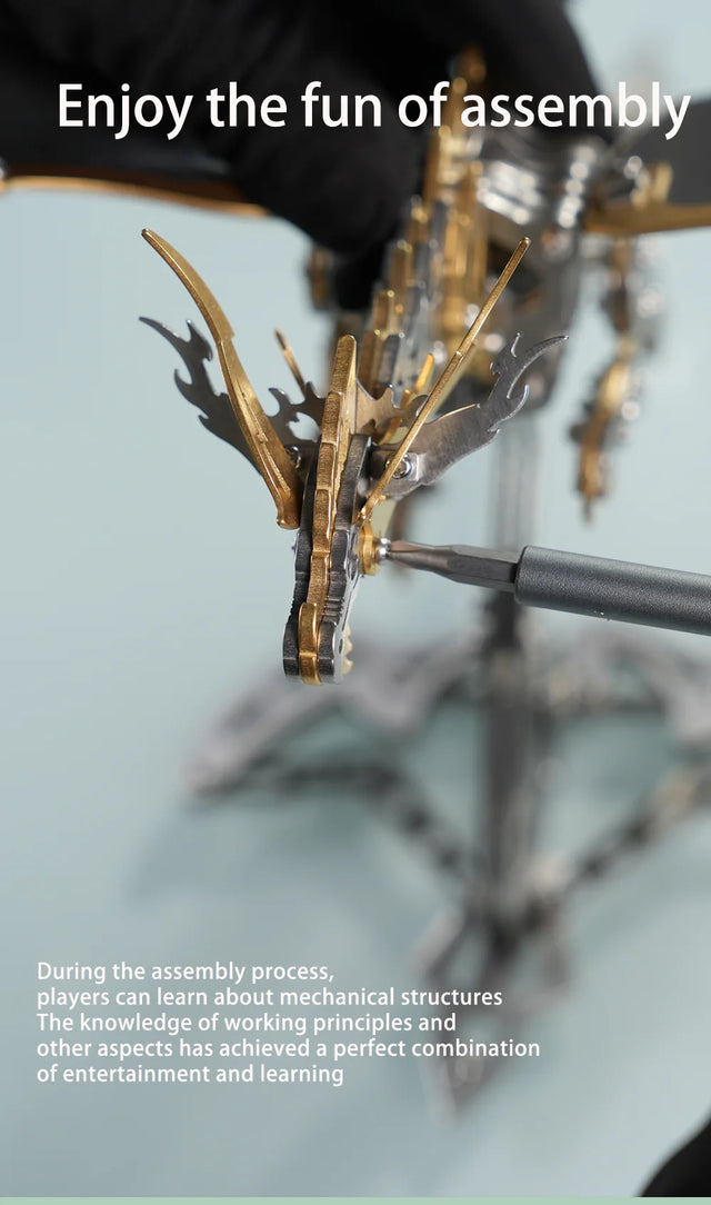 3D Metal Mechanical Steel Flying Dragon Assembly Ornaments Model Kit DIY Set