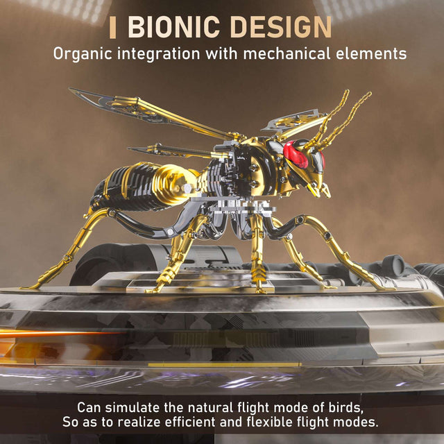 3D Wasp Stainless Steel Insects Puzzle Model Kit DIY Mechanical Animal Toys Gift（BlackGold）
