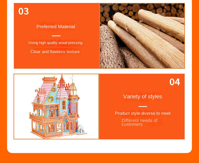 3D Wooden DlY Puzzle Dream Villa Assembled Building Model Toy For Kids