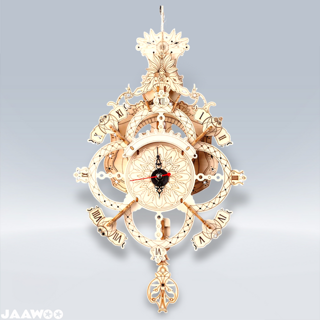 3D Wooden Puzzle Clock Kit DIY Mechanical Wall Clock Hanging Gift for Adults