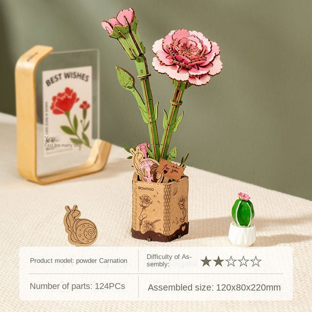 Flower Bouquet DIY 3D Wooden Puzzle  Floral Craft Kit  Creative Home Decor Gift