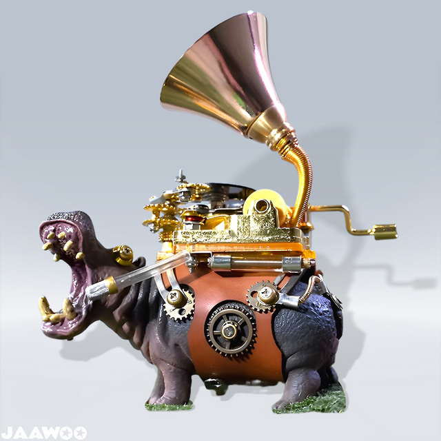 Mechanical Party Studio Hippo Musician Metal Assemble Model Music Box