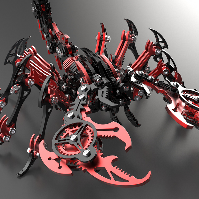 3D Metal Black-Red Scorpion King Assembly Educational Puzzle DIY Toy