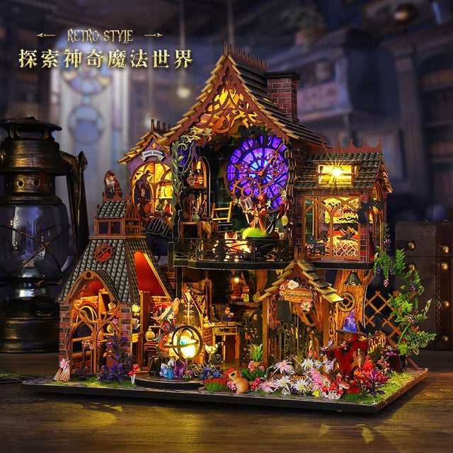 Mini Magic Spirit House Kits 3D Wooden Doll House Craft Model with LED Lights
